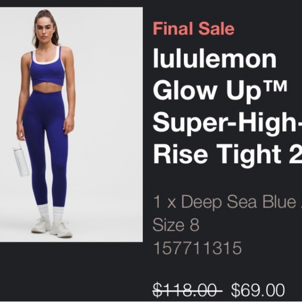 Lululemon Deep Sea Blue Glow Up Set